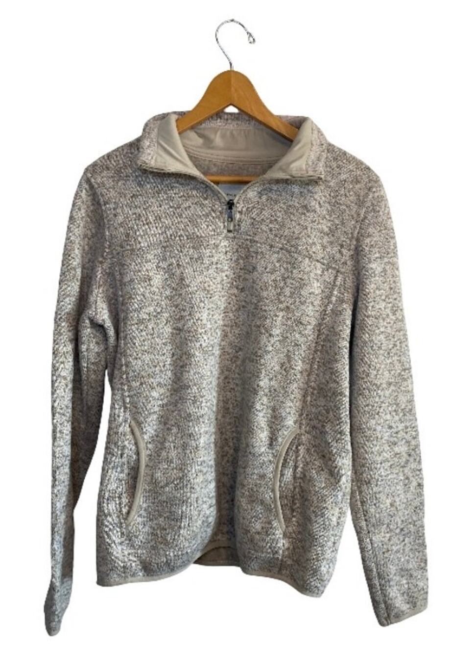 Thread & Supply Cream Quarter Zip Sweater Fleece Pullover Size L
